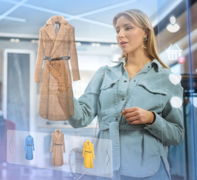 woman using holographic touchscreen