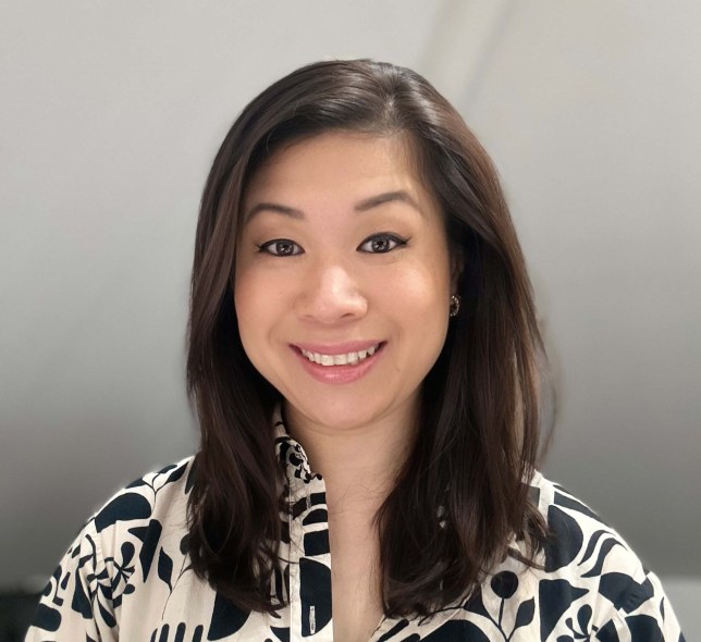 Kristina Chu DeJesus professional headshot, black-and-white patterned blouse