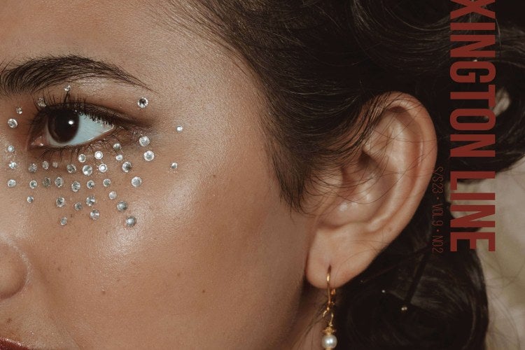 Model with crystals around her eye